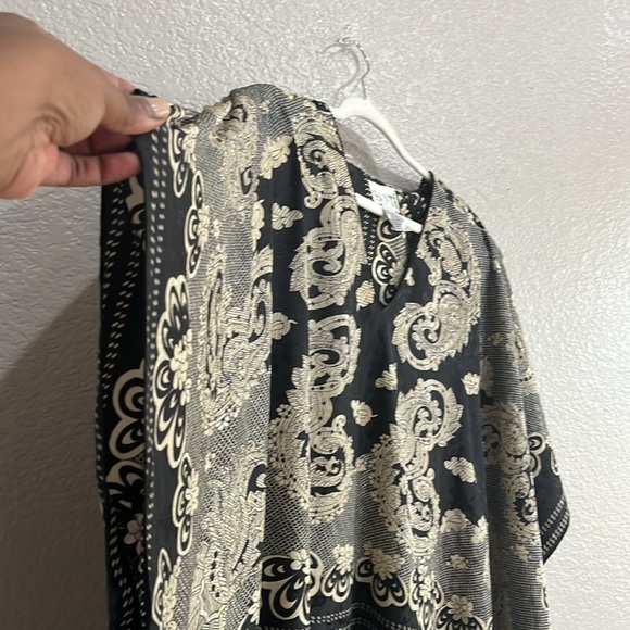 Vintage 80’s Sant’e Black Tan Lace Pattern Kaftan Dress Size OS - Picture 7 of 8